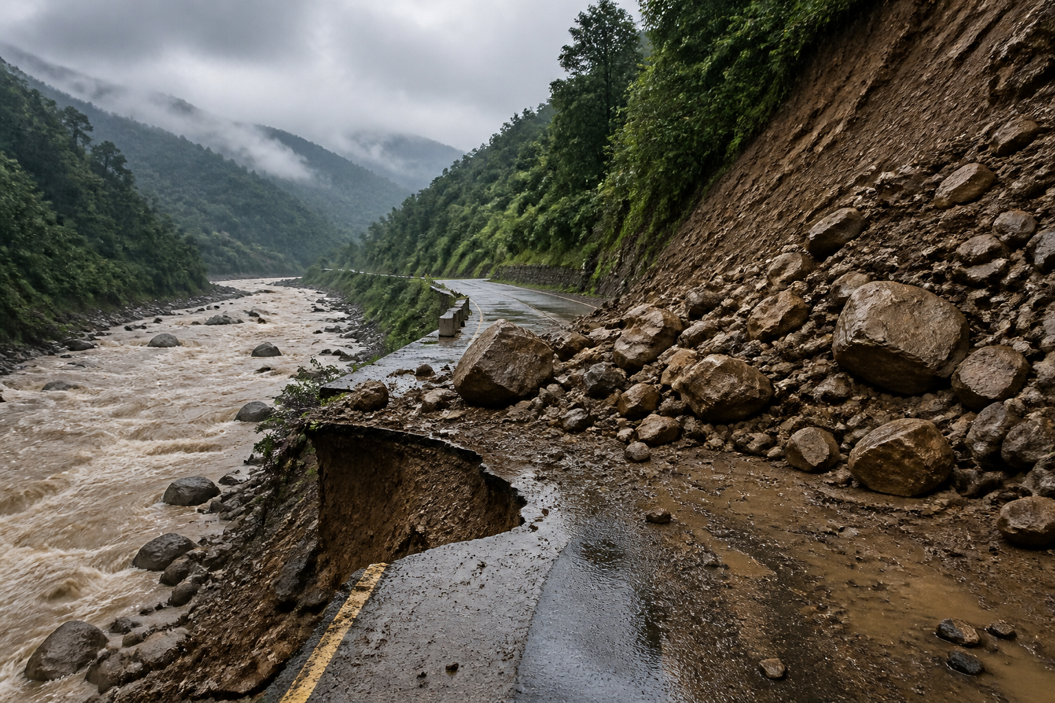 Rain swells rivers and cuts 8 rural roads in Bageshwar after landslides