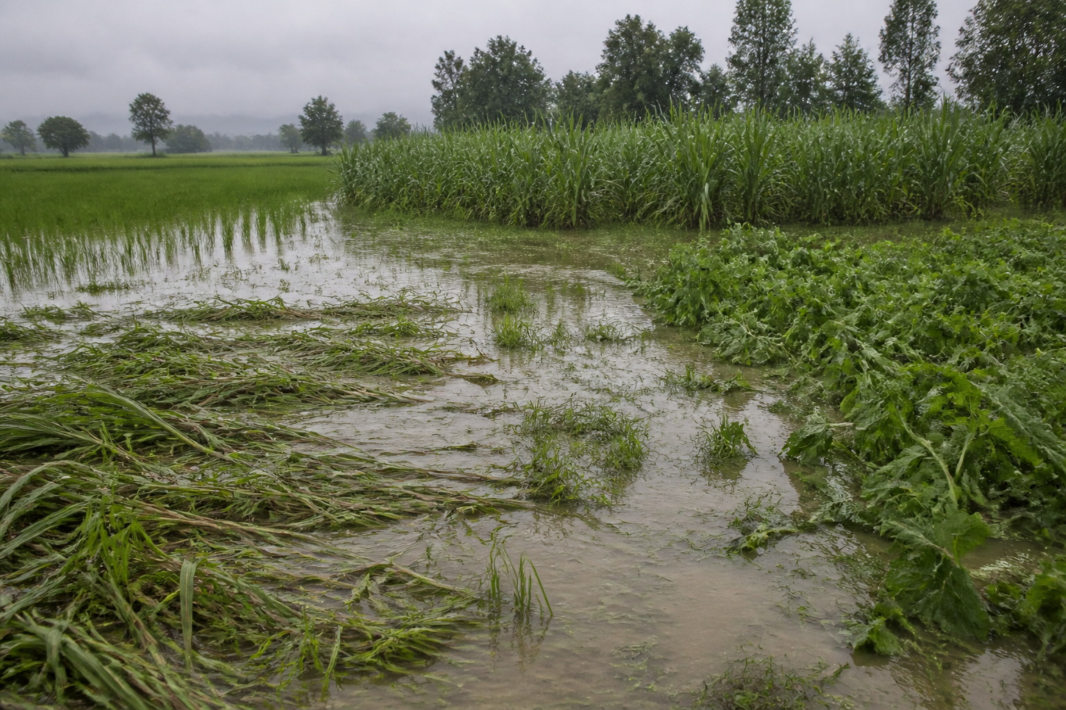 Heavy rain in Pathri raises fears of damage to paddy, sugarcane and vegetable crops