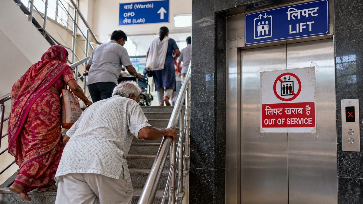 Rudrapur district hospital lift fails, leaving elderly, pregnant and critical patients to climb the