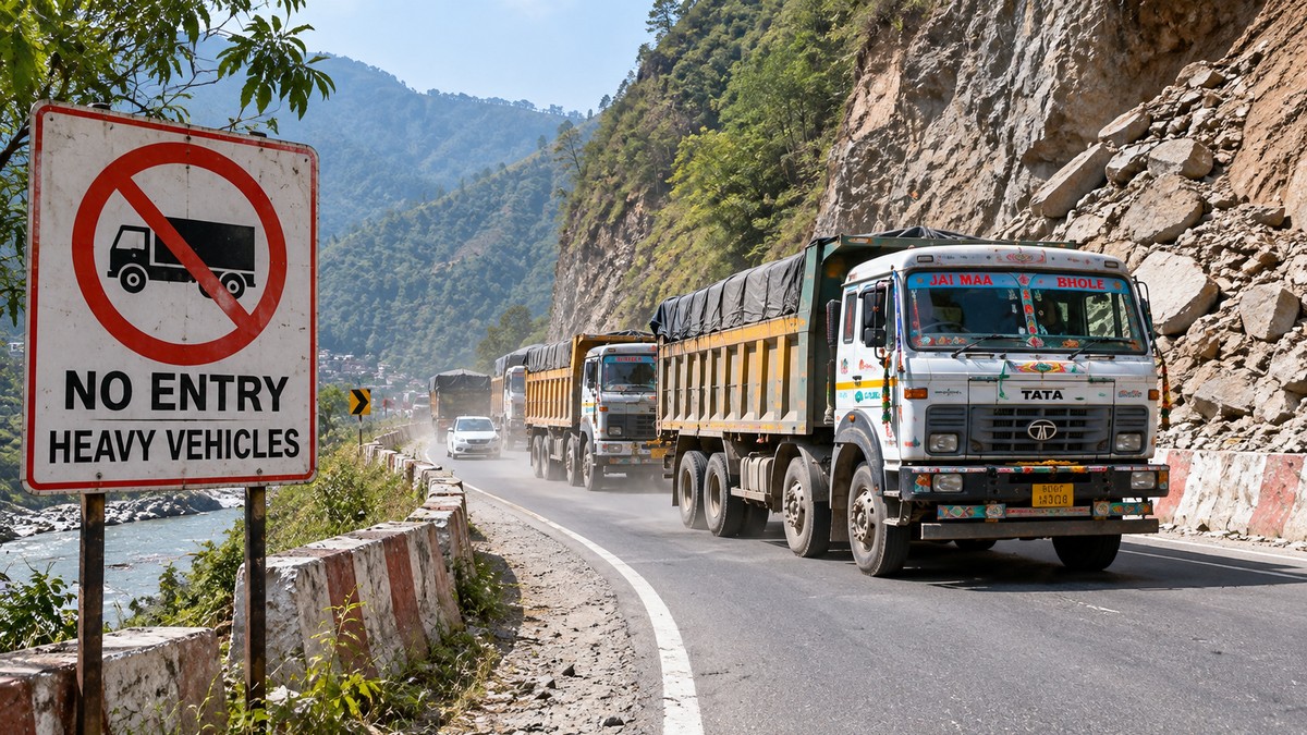 Heavy vehicles breach Quarab bypass ban despite landslide danger in Almora