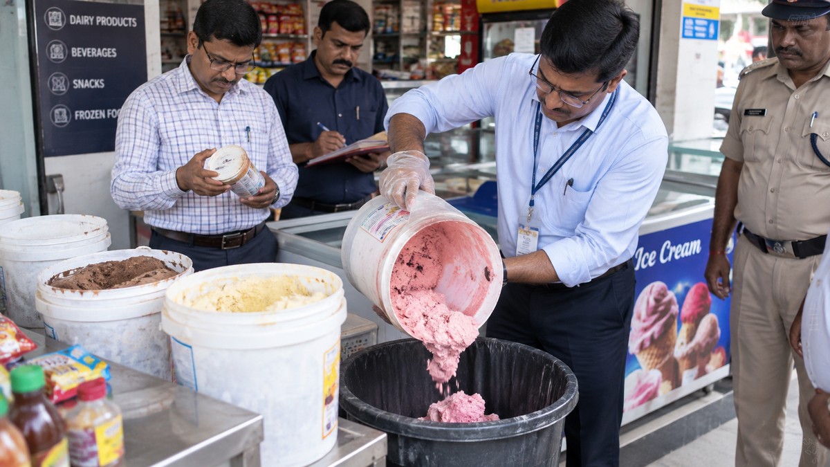 Lohaghat food safety check finds expired colours; 4 buckets of ice cream destroyed