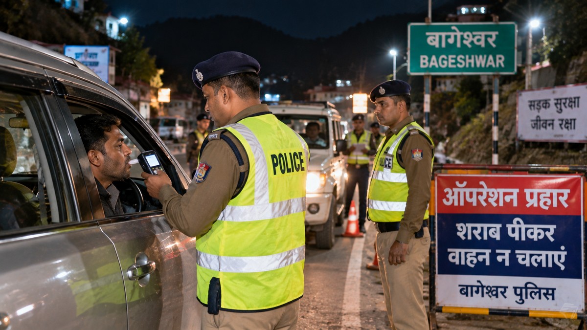 Bageshwar police arrest driver for drunk driving under Operation Prahar