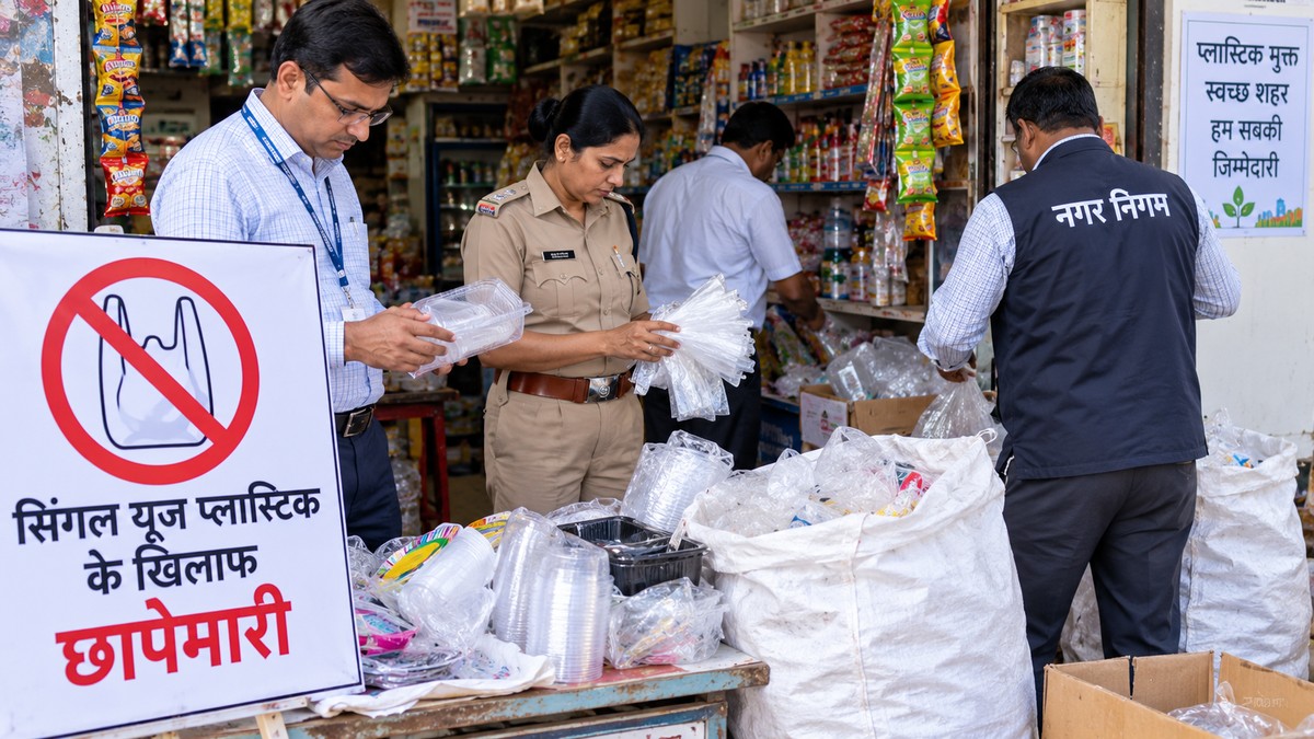 Gadarpur raid seizes 1.13 quintal banned plastic, ₹15,000 fine