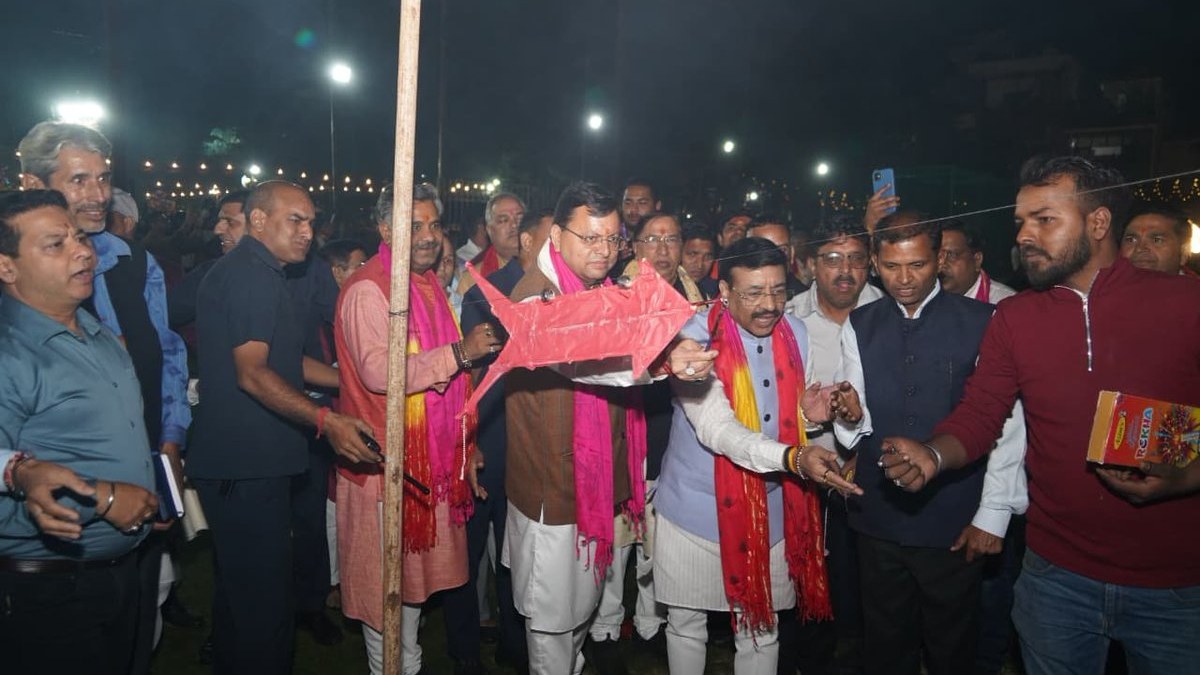 Uttarakhand CM Pushkar Singh Dhami leads Ravan Dahan at Dehradun’s Dussehra fair