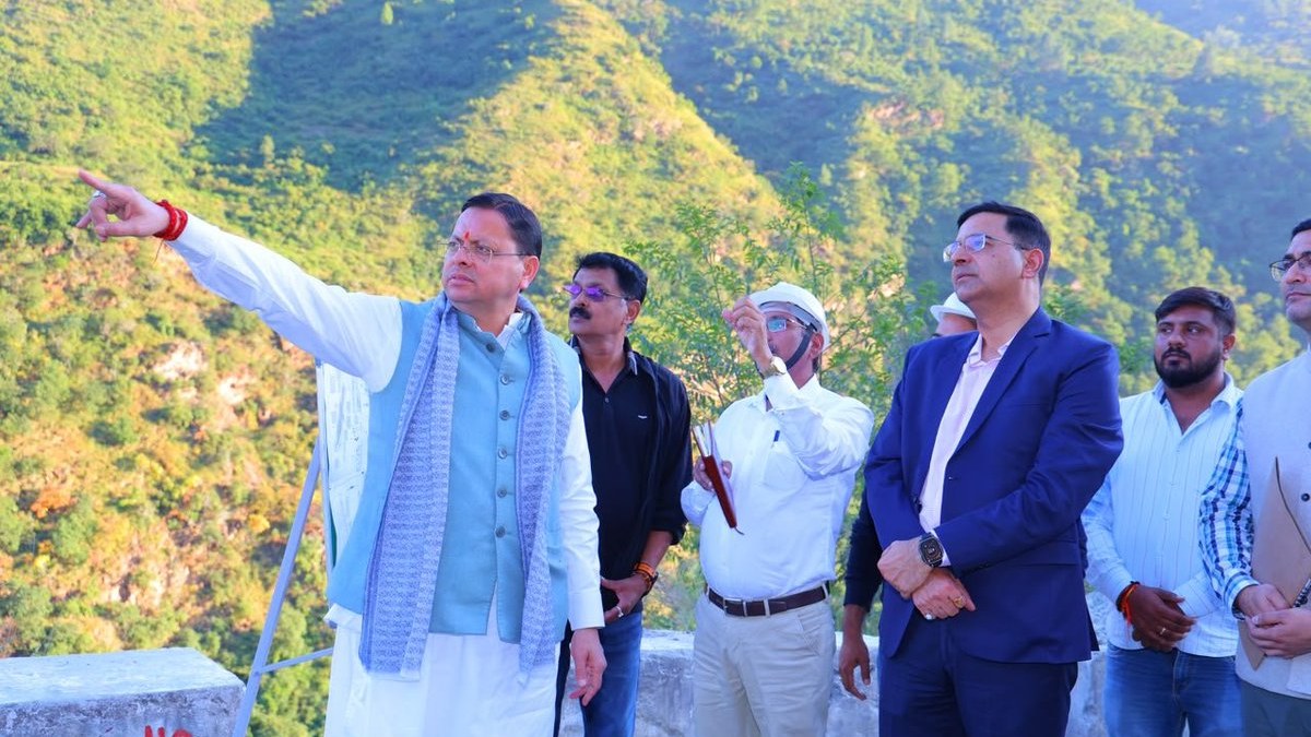 Pushkar Singh Dhami inspects hillside remedial work on Srinagar-Devprayag National Highway