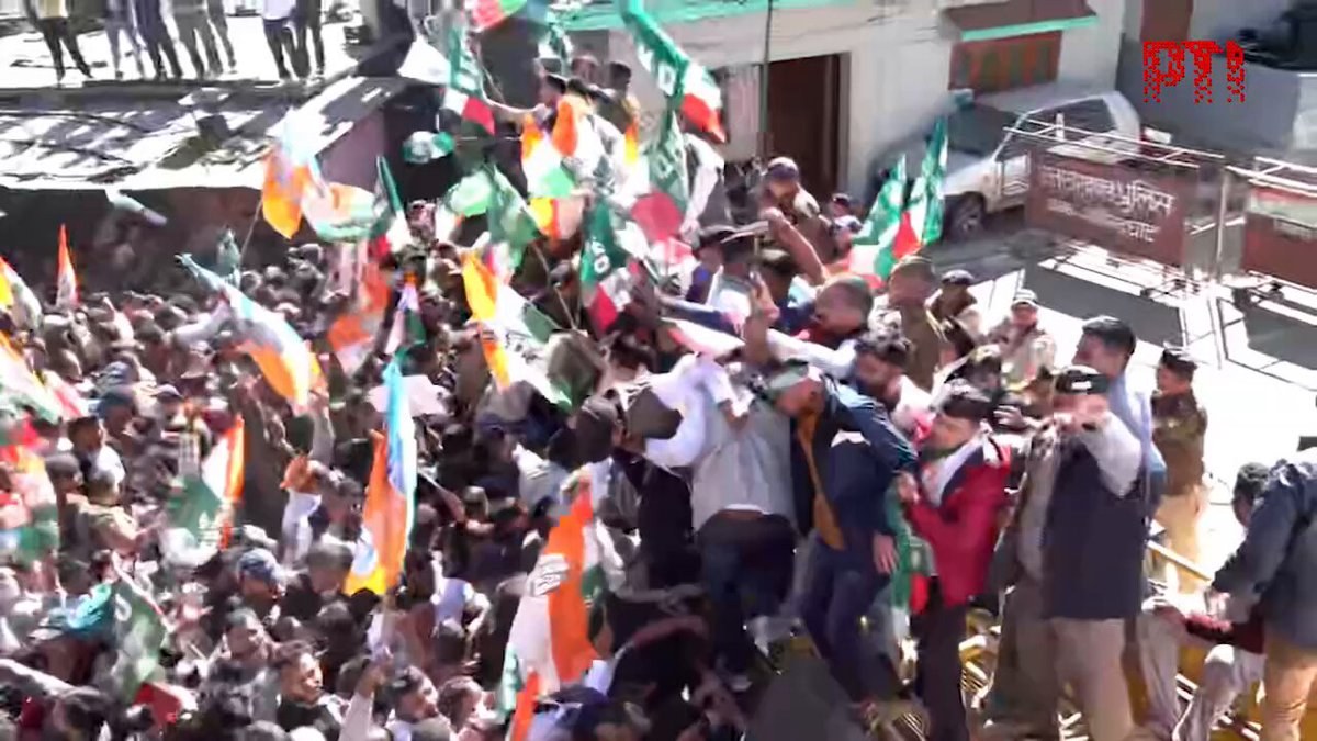 Congress leaders and workers protest outside Uttarakhand Assembly in Bhararisain over various issues