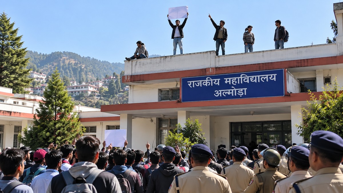 Almora university students protest 50% women’s quota in union election s