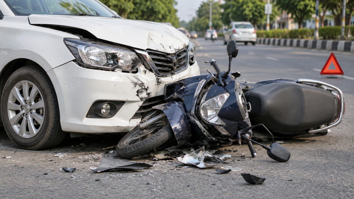 Khatima collision leaves scooter rider seriously injured on Sitarganj Road