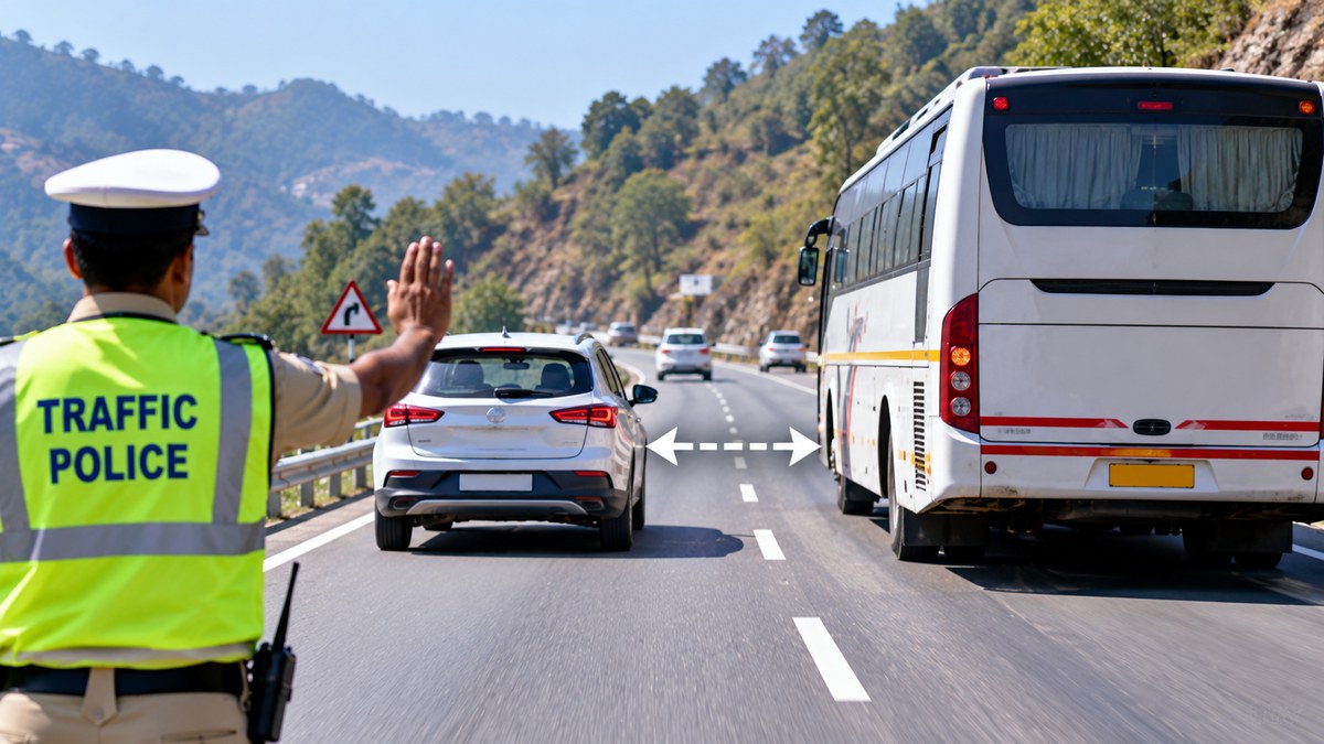 Haridwar Police Urges Safe Distance When Overtaking Buses, Large Vehicles