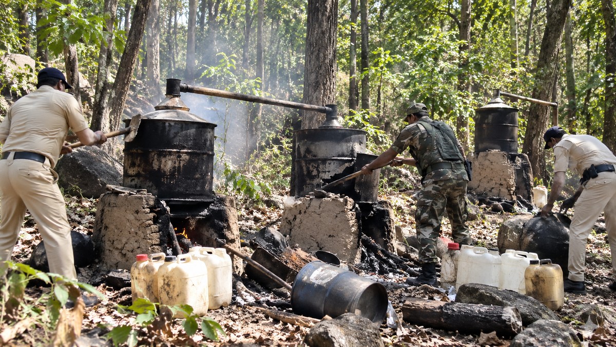 Excise Team Destroys 3 Illegal Liquor Stills in Kilpura Forest Near Khatima