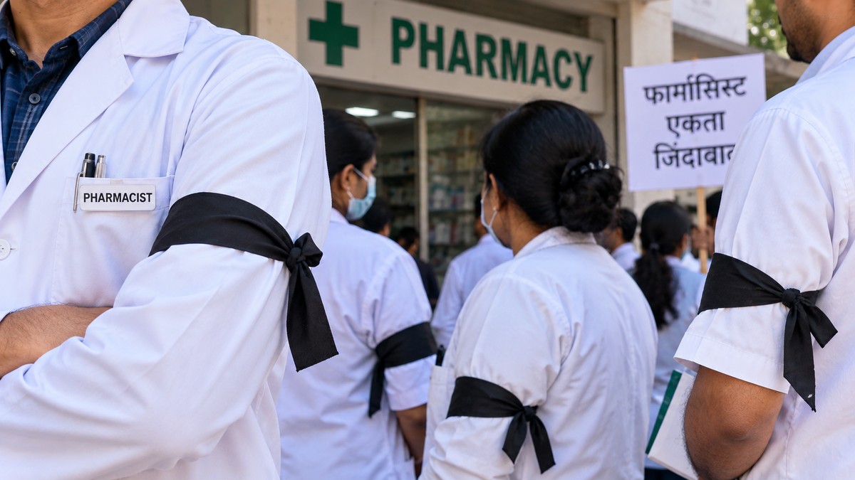 Champawat pharmacists wear black bands over 5 demands until September 15