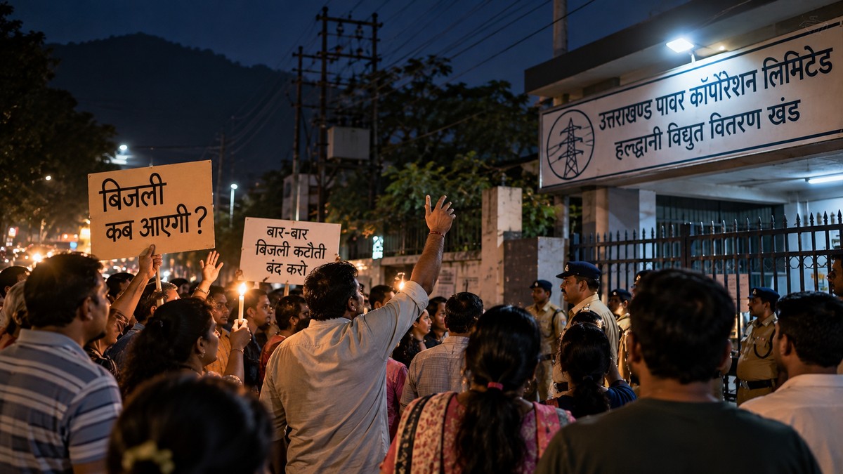 Haldwani residents protest prolonged power cuts in Kathghariya area