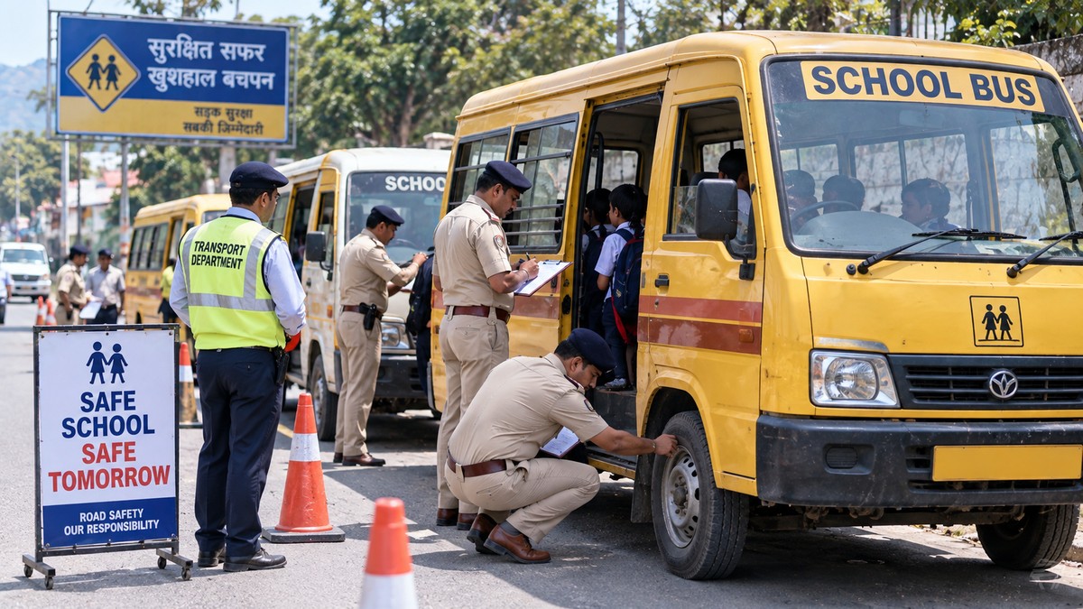 Bageshwar checks school vehicles under Operation Prahaar, issues 32 challans