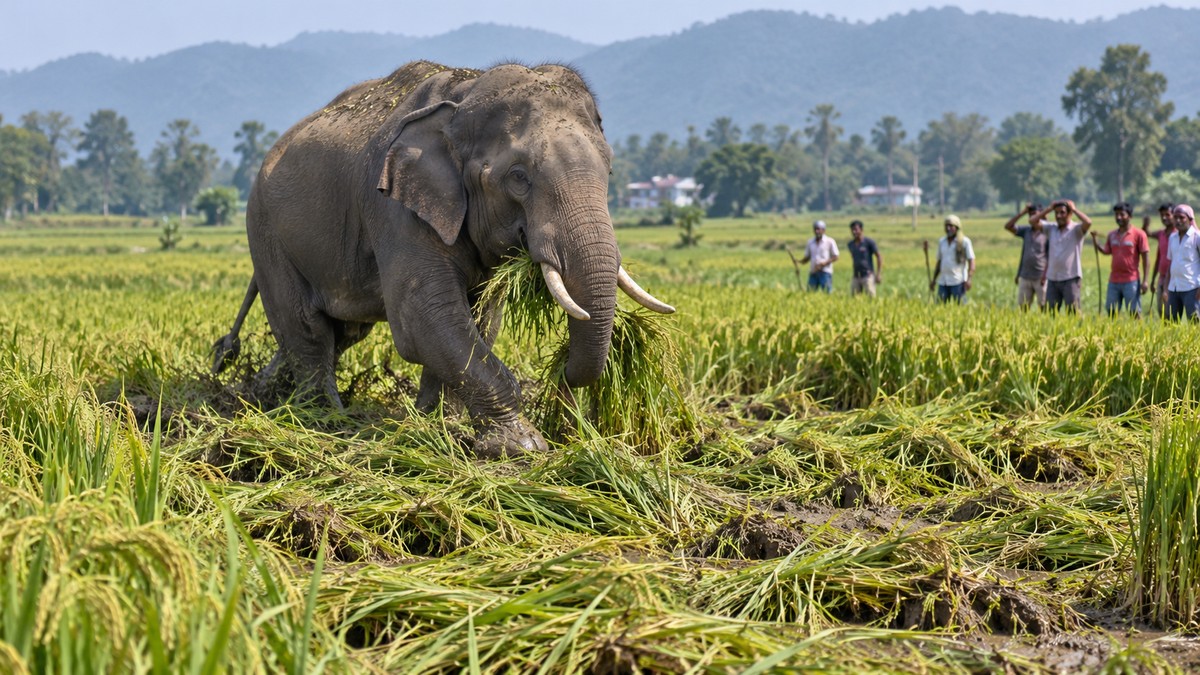 Elephant damages 2 bighas of paddy in Haridwar’s Pili Padav